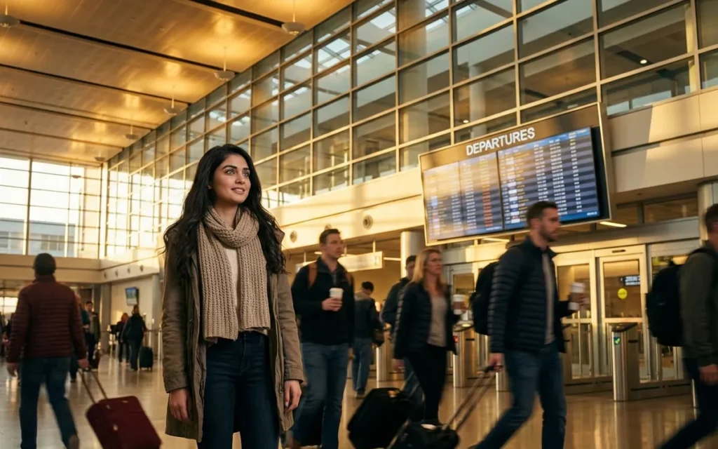 Traveler walking through a bright airport terminal, ready to follow carry-on packing tips